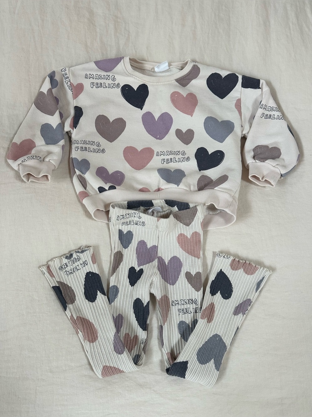 Zara Heart Print Sweatshirt and Pants Matching Set 5 Years